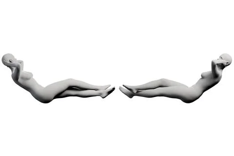 Matte white studio figure model reclining Stock Illustration