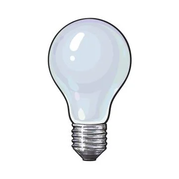 Matted, opaque tungsten light bulb, side view, sketch vector illustration Stock Illustration