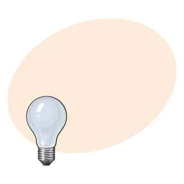 Matted, opaque tungsten light bulb, side view, sketch vector illustration Stock Illustration