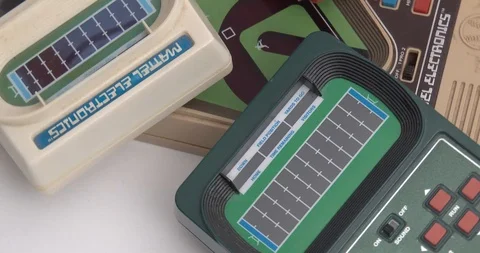 Mattel Electronics Hand Held Games - 70S Toy - Sports - Rotating Stock Footage 102192478