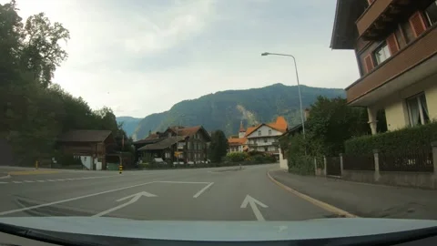 Matten town 1 min local drive, Switzerland Alps - 4K Stock Footage 270343392