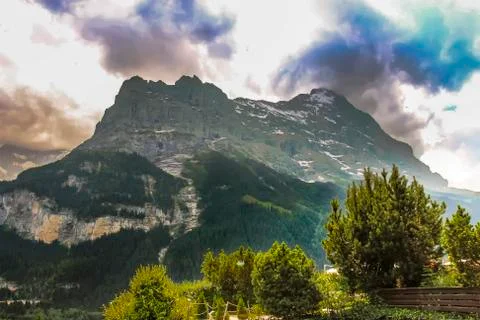 Mattenberg view from the valleys of Grindelwald Stock Photos