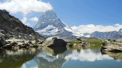 Matterhorn and Reflection in Lake Time Lapse Stock Footage 93340096