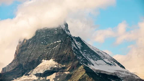 Matterhorn in clouds timelapse (Swiss Alps) Stock Footage 146096953
