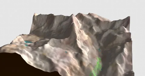 Matterhorn map rotate 360 loop cw with 3d relief 4K watercolor ground height Stock Footage 217537461