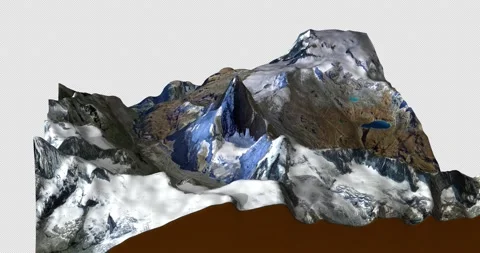 Matterhorn map rotate 360 loop ccw with 3d relief 4K satellite ground height Stock Footage 217542322