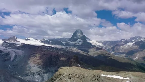 Matterhorn Mountain covered in Clouds and snow Stock Footage 321463047