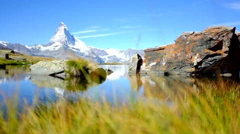 Matterhorn - Stellisee - Zermatt Stock Footage