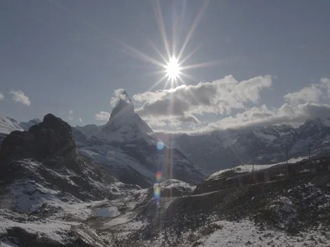 Matterhorn with train 库存影片 81076802