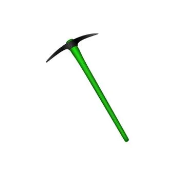 Mattock in black design with green handle Stock Illustration