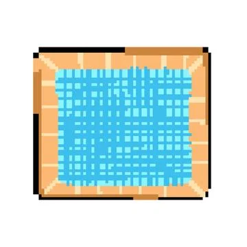 Mattress top view pool pixel art vector illustration Illustrazione stock