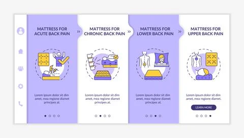 Mattresses for back pain onboarding vector template Stock Illustration