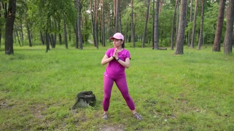 Mature Athlete Training in Nature Stock Footage 276504335