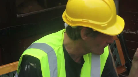 Mature Builder smoking- good Stock Footage 25169705