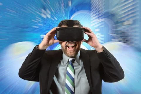 MAture Businessman Using Virtual Reality Glasses Foto stock