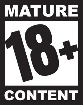 Mature content label is being displayed with bold 18+ icon and black bands, Stockillustratie