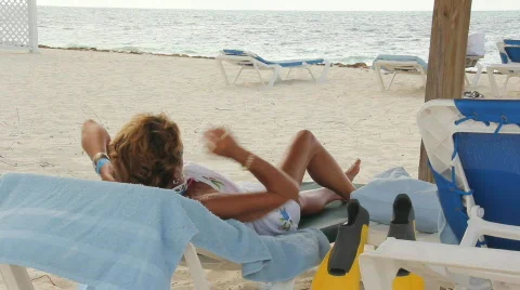Mature couple on the beach Stock Footage 719909