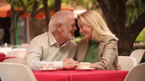 Mature couple in cafe Stock Footage 43610544