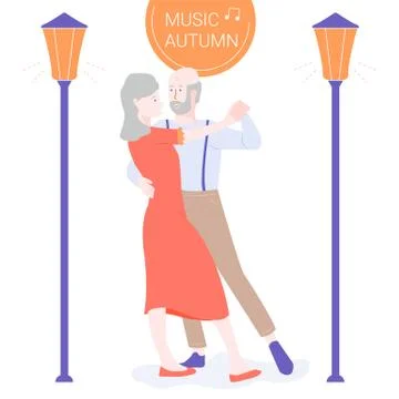 Mature couple dancing. Stock Illustration