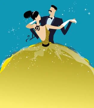 Mature Dancing Couple Vector Illustration Stock-Illustration