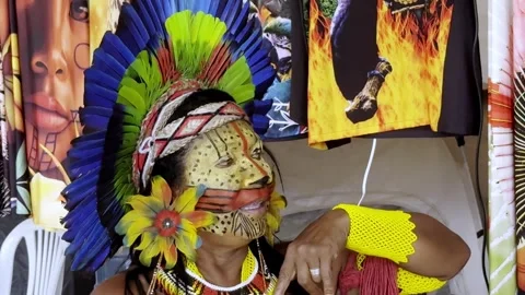 Mature Female, Native Artwork, Indigenous Communities, Tribal Lifestyle Stock Footage 333499446