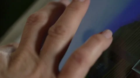 Mature hands use tablet screen Stock Footage 47989439