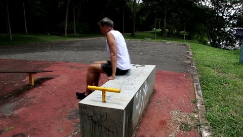 Mature Man Doing Triceps Extensions Stock Footage 103230458