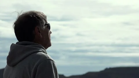Mature Man Dreaming While Looking at the Horizon Stock Footage 304967520