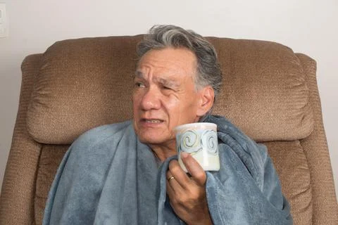 Mature Man Drinking Tea Stock Photos