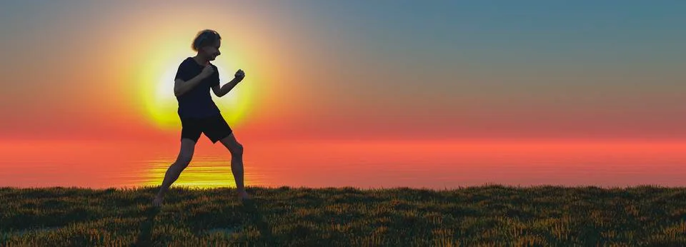 Mature man exercising Stock Illustration