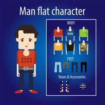 Mature man flat character Stock Illustration