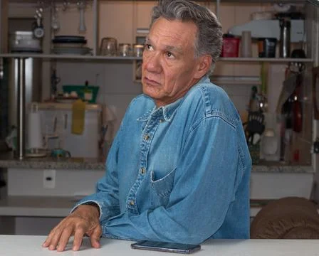 Mature Man at Home Bored Stock Photos