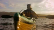 Mature Man Kayaking On A Lake. Stock Footage