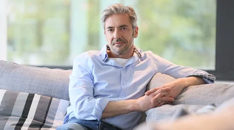 Mature man sending message with smartphone Stock Footage 48772803