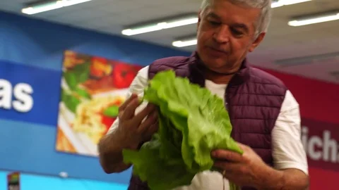 Mature Man Showing Cabbage Stock Footage 85066844