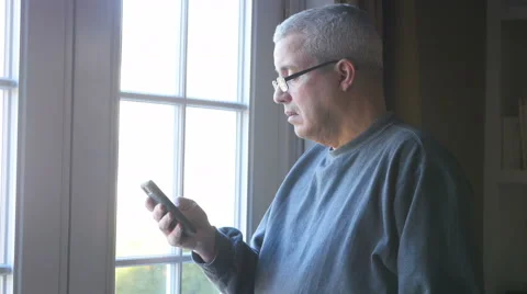 Mature Man With Smartphone Stock Footage 48662870