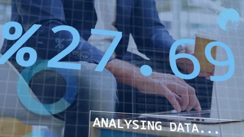 Mature man typing laptop, causing ANALYSING DATA Stock Footage 335235168