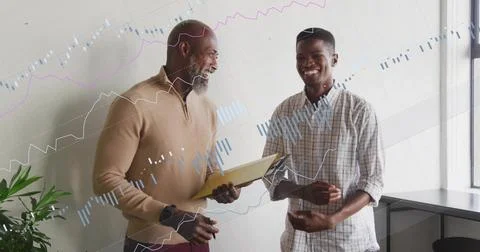 Mature manager pointing at yellow folder mentoring mentee in finance animated Stockfoto's