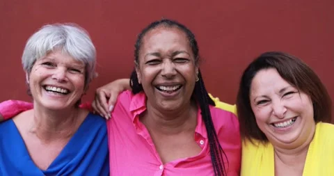 Mature multiracial friends having fun together in the city 動画素材 162230435