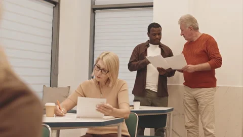 Mature People Taking Test at Personal Development Course Stock Footage 174693947