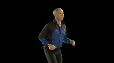 Mature Runner in 3/4 angle Stock Footage 79888