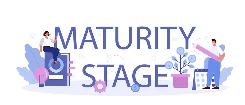 Maturity stage typographic header. Project life cycle period. Stock-Illustration