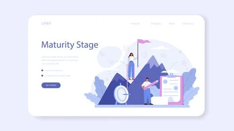Maturity stage web banner or landing page. Project life cycle period. Stock Illustration