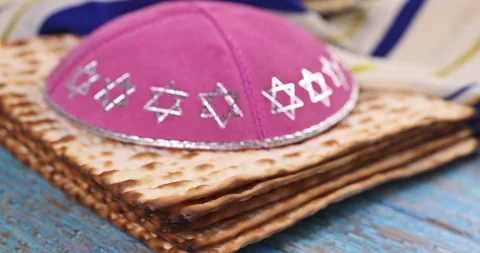 The matzah bread eaten during Passover is a symbol of the haste with which the Stock Footage 236767479