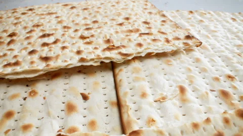 Matzo for Passover on the kitchen table Stock Footage 273404329