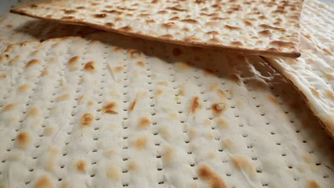 Matzo for Passover on the kitchen table Stock Footage 273404623