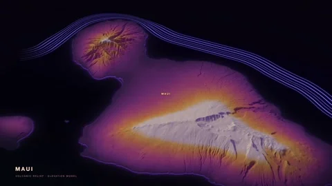 Maui 3D terrain relief map in a thermal imaging palette Vídeos de archivo 344565111