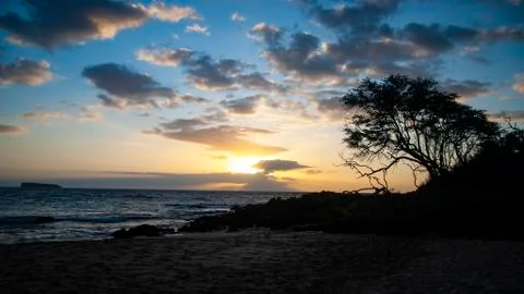 Maui Beach Sunset Stock Photos