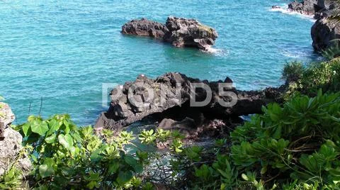 Maui Black Sand Tropical Beach Hi Angle 3 Stock Photos