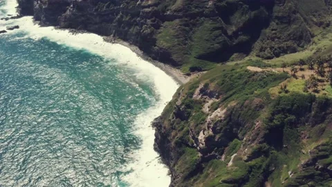 MAUI COASTLINE CLIFFS DRONE 4K Stock Footage 227229642